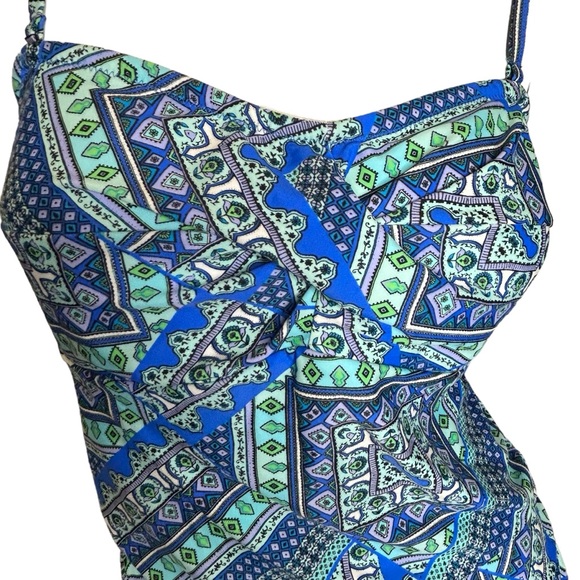 NWT Croft & Barrow Tankini Top Size 14 Blue Green - Picture 2 of 9